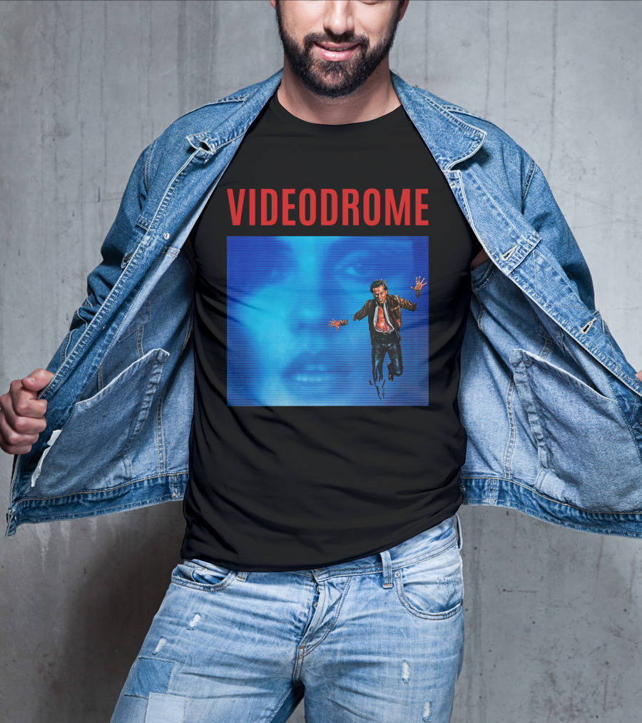Videodrome Blue Screen Face And Man Jumping T-Shirt