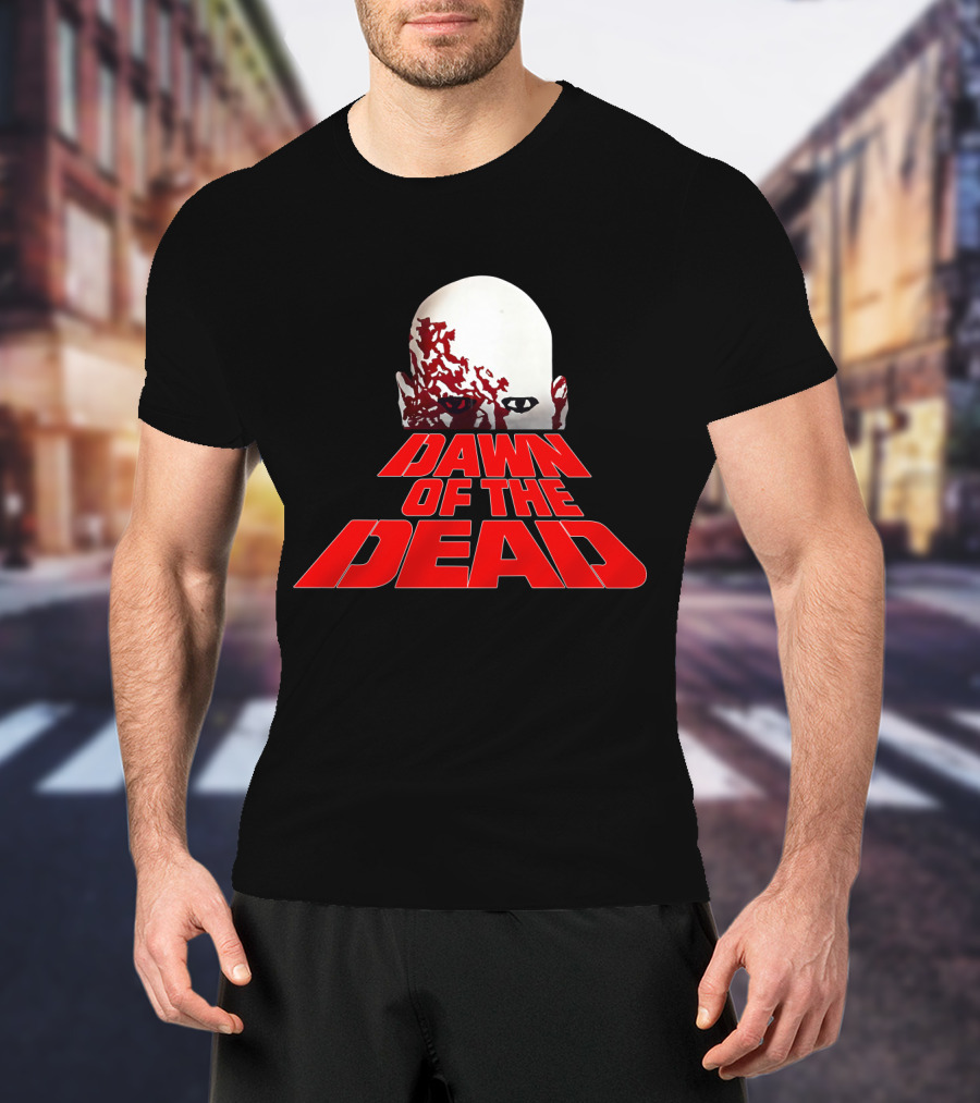 Dawn Of The Dead Zombie Head Red Text T-Shirt