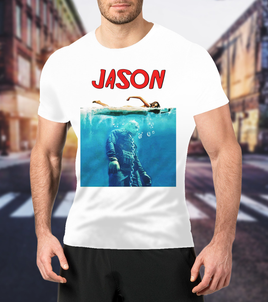 Jaws Jason Voorhees Underwater Horror Mashup T-Shirt