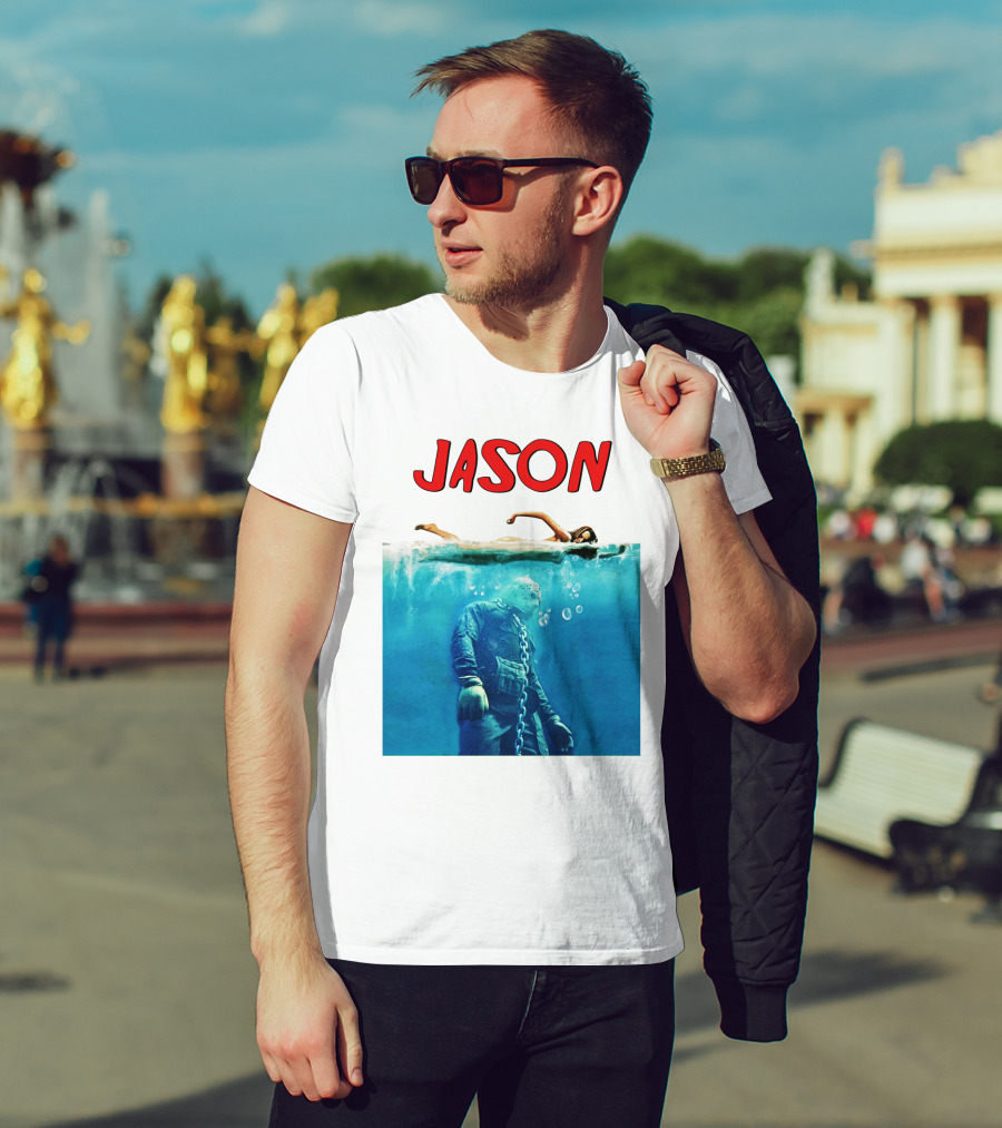 Jaws Jason Voorhees Underwater Horror Mashup T-Shirt