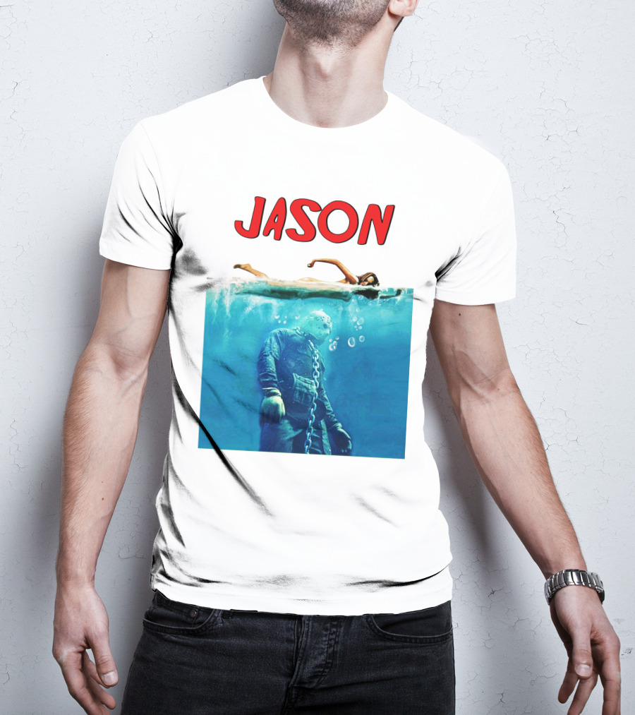 Jaws Jason Voorhees Underwater Horror Mashup T-Shirt