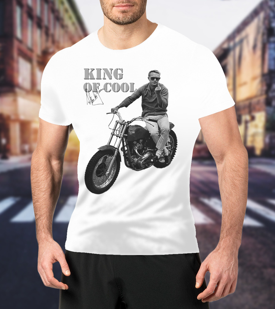 Steve McQueen King Of Cool Motorcycle Signature T-Shirt