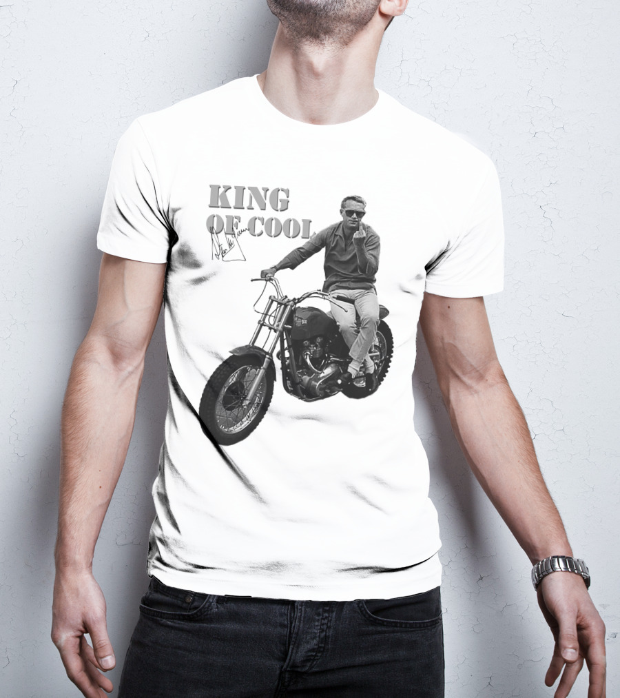 Steve McQueen King Of Cool Motorcycle Signature T-Shirt