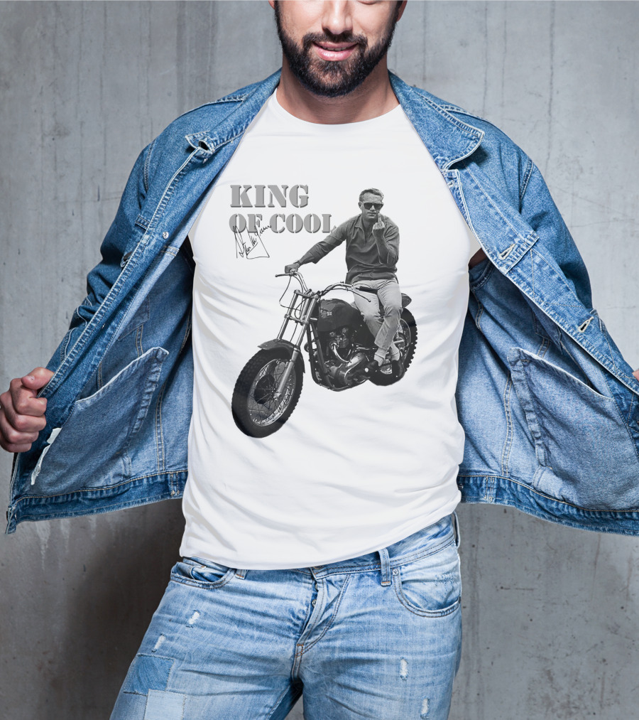 Steve McQueen King Of Cool Motorcycle Signature T-Shirt