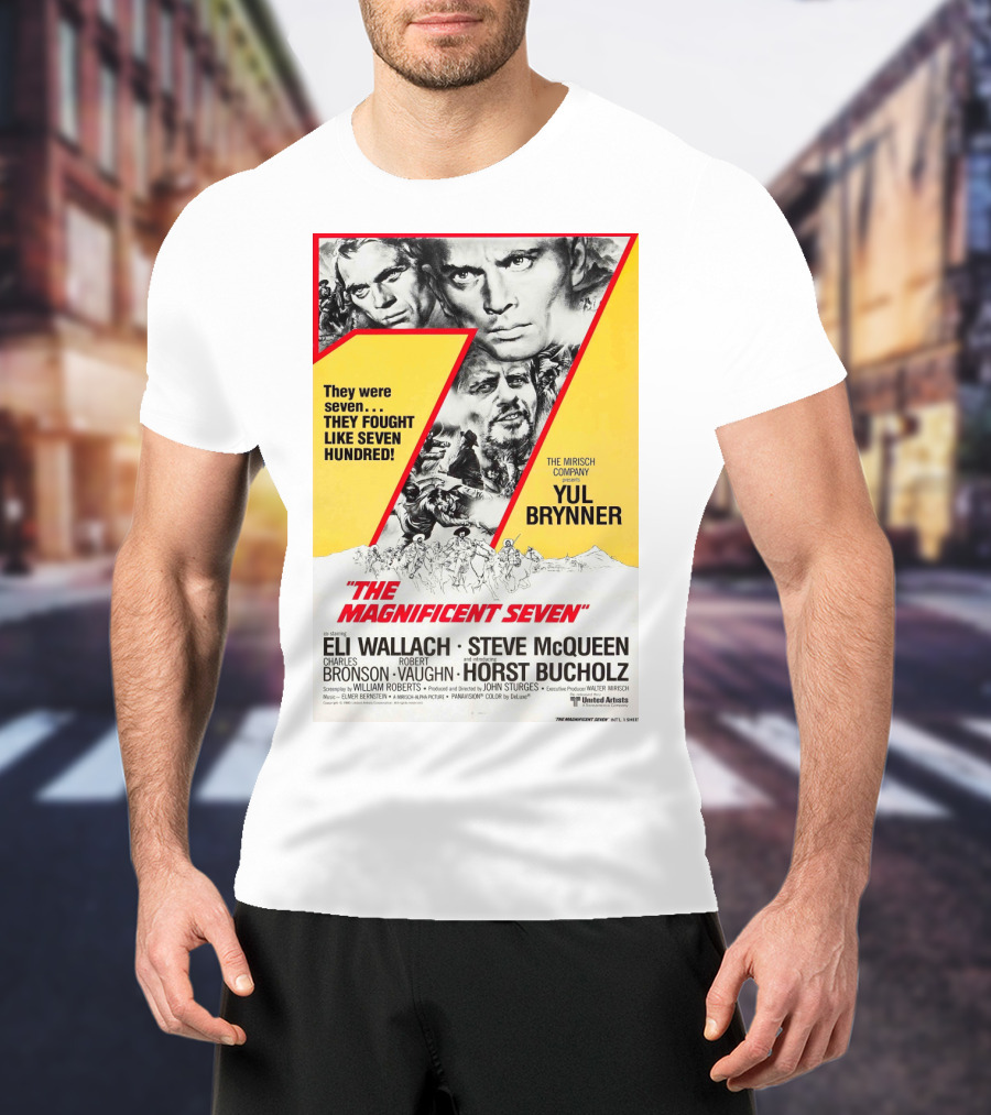 The Magnificent Seven 1960 Yul Brynner Steve McQueen Eli Wallach Charles Bronson Robert Vaughn Horst Buchholz T-Shirt