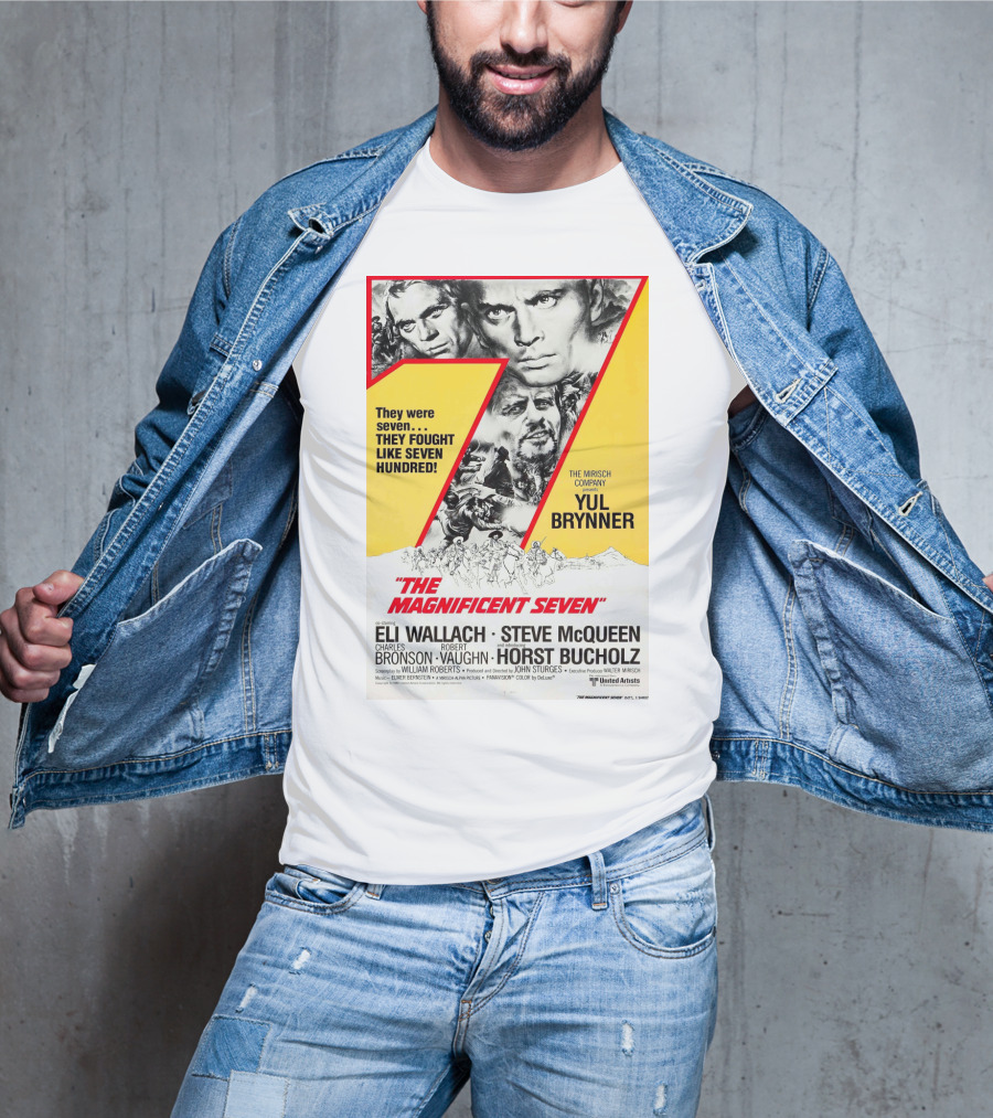 The Magnificent Seven 1960 Yul Brynner Steve McQueen Eli Wallach Charles Bronson Robert Vaughn Horst Buchholz T-Shirt