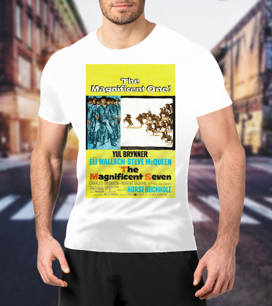 The Magnificent Seven 1960 Steve McQueen Yul Brynner Eli Wallach Movie T-Shirt