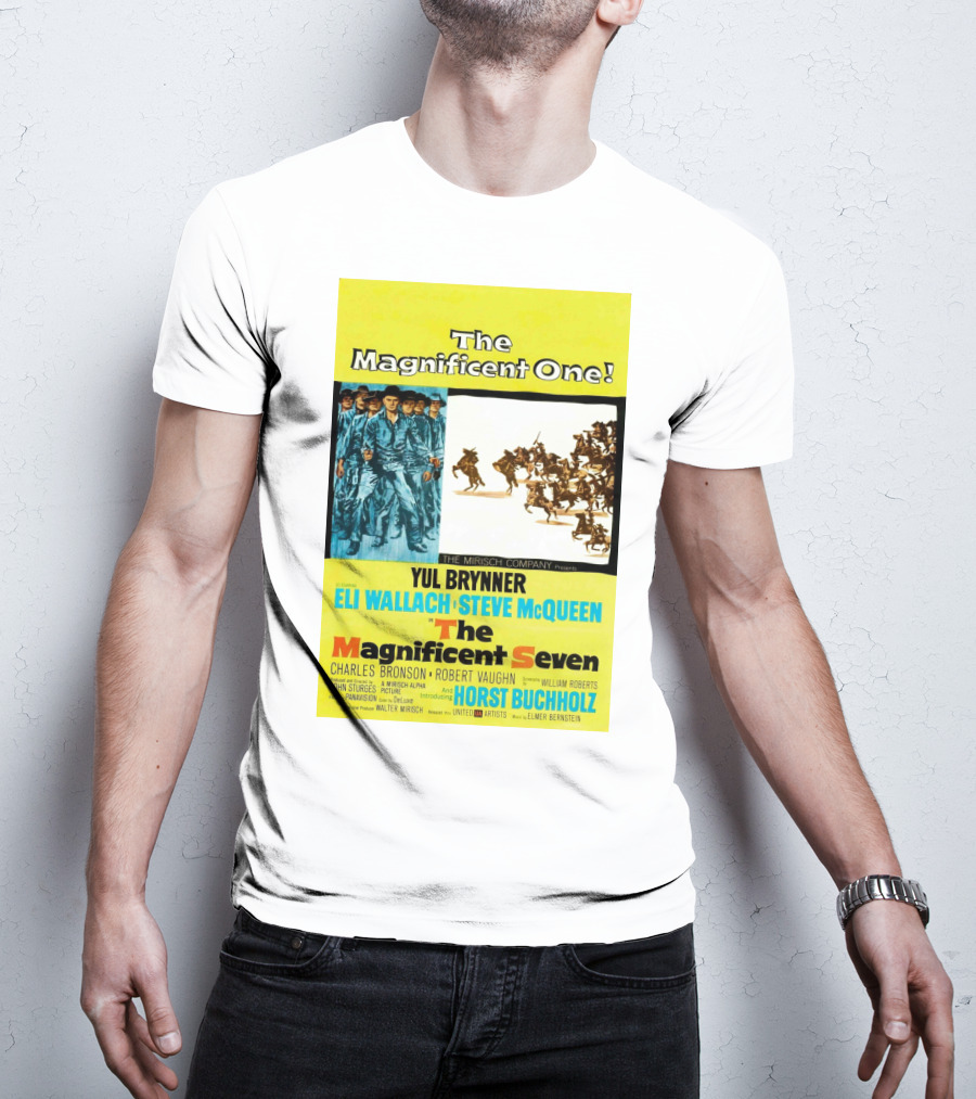The Magnificent Seven 1960 Steve McQueen Yul Brynner Eli Wallach Movie T-Shirt