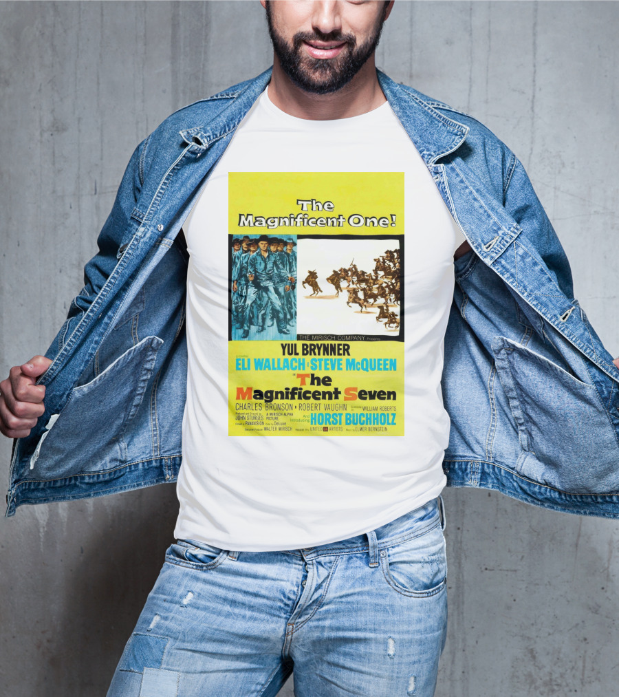 The Magnificent Seven 1960 Steve McQueen Yul Brynner Eli Wallach Movie T-Shirt