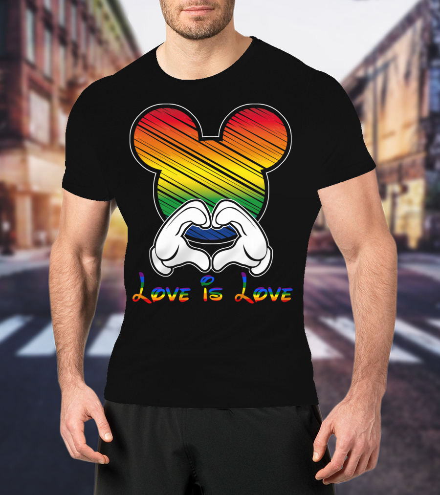 Love Is Love Rainbow Mickey Heart Hands T-Shirt