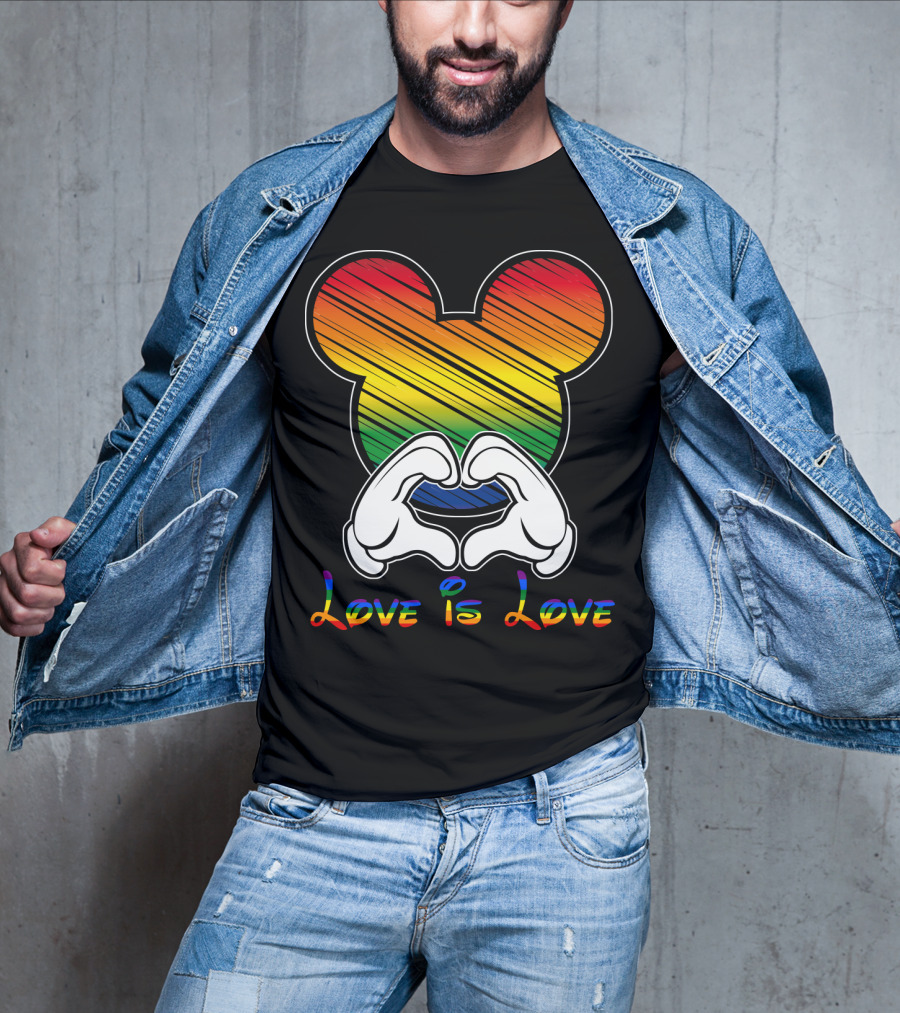 Love Is Love Rainbow Mickey Heart Hands T-Shirt