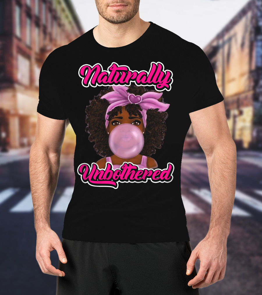 Naturally Unbothered Pink Headband Bubble Gum Afro T-Shirt