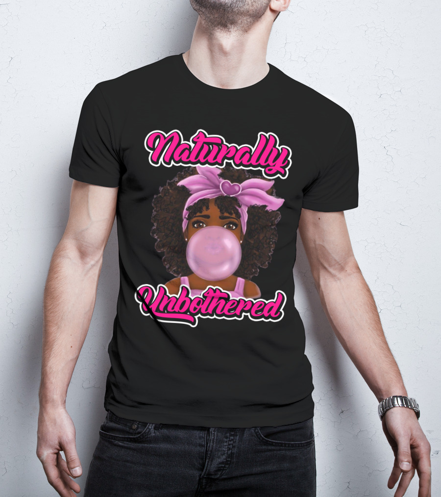 Naturally Unbothered Pink Headband Bubble Gum Afro T-Shirt