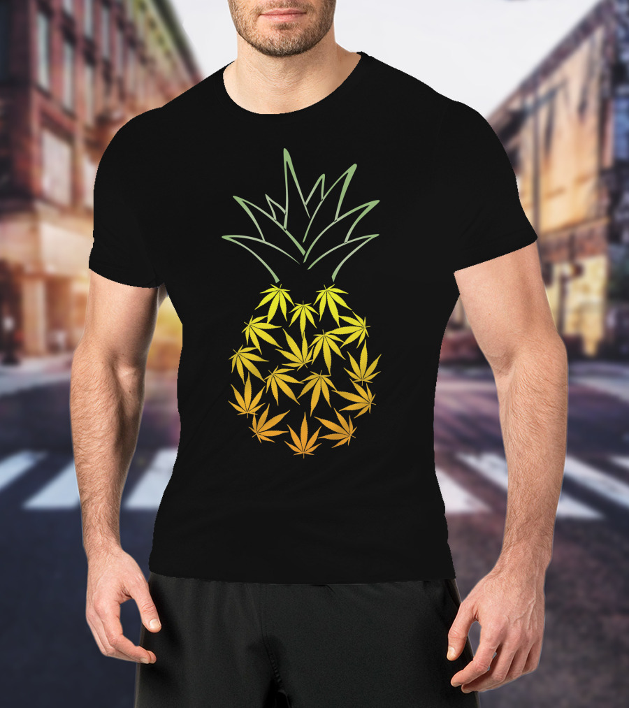 Weed Pineapple Cannabis Leaf Fusion T-Shirt