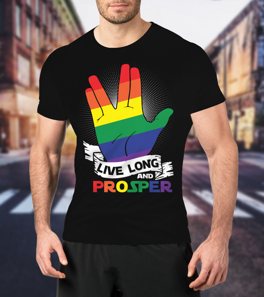Live Long And Prosper Rainbow Hand Gesture T-Shirt