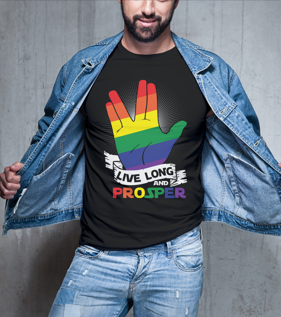 Live Long And Prosper Rainbow Hand Gesture T-Shirt