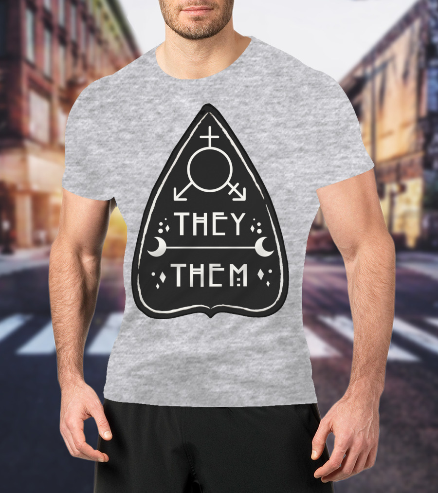 They Them Nonbinary Arrow Symbols Crescent Moons Geometric T-Shirt
