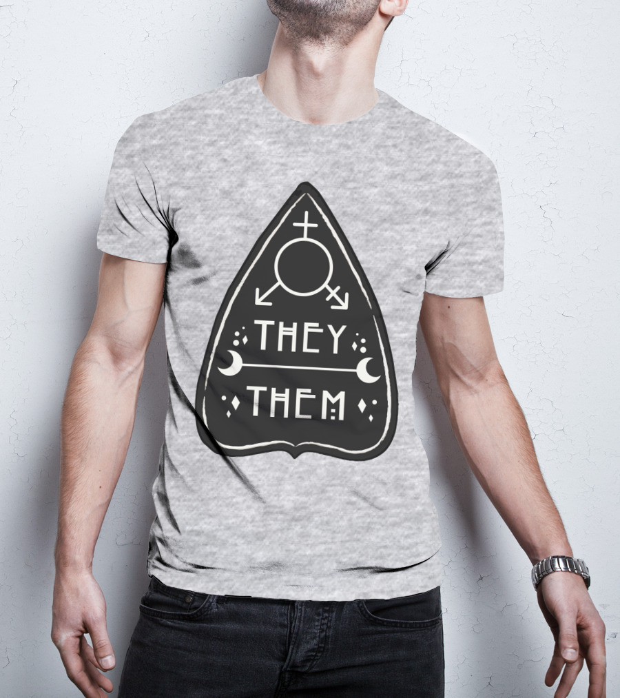 They Them Nonbinary Arrow Symbols Crescent Moons Geometric T-Shirt