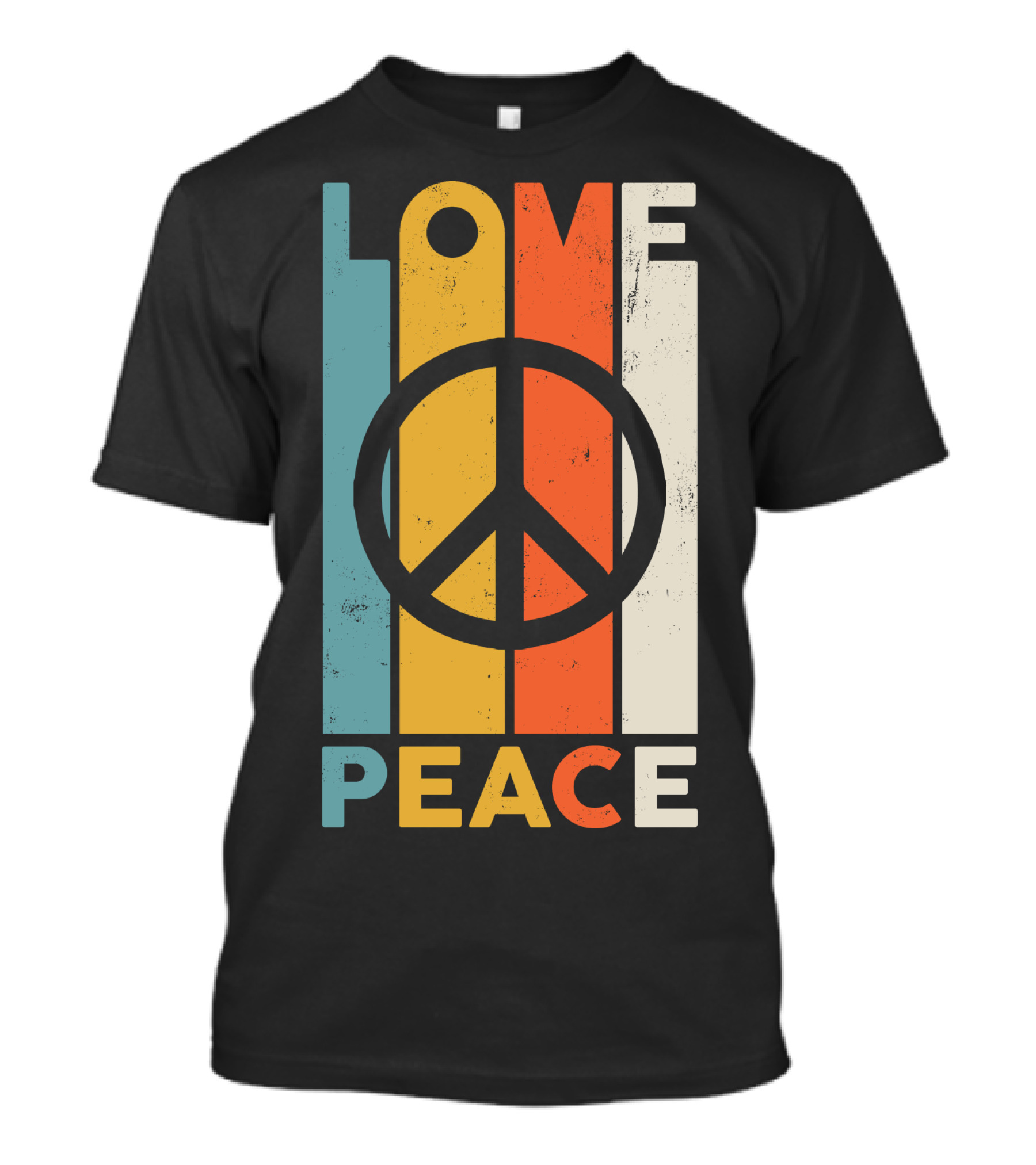 LOVE Peace Sign Vintage Stripes T-Shirt