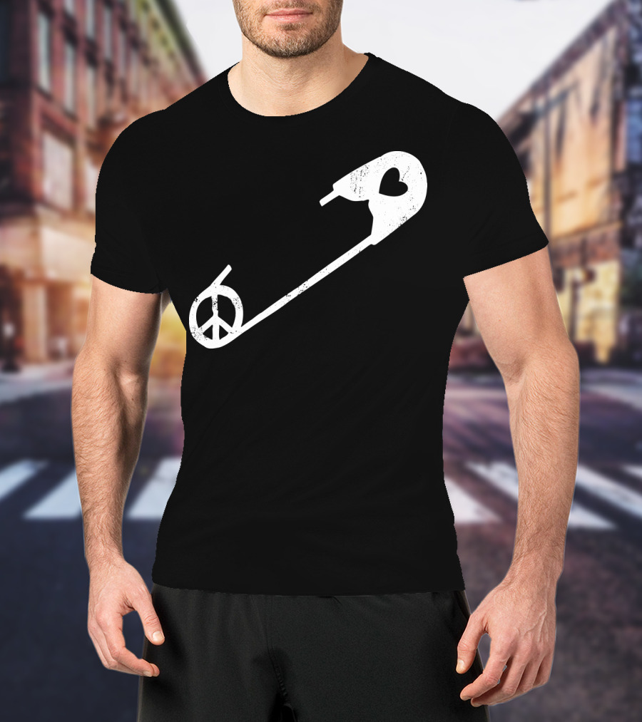 Peace Heart Safety Pin T-Shirt