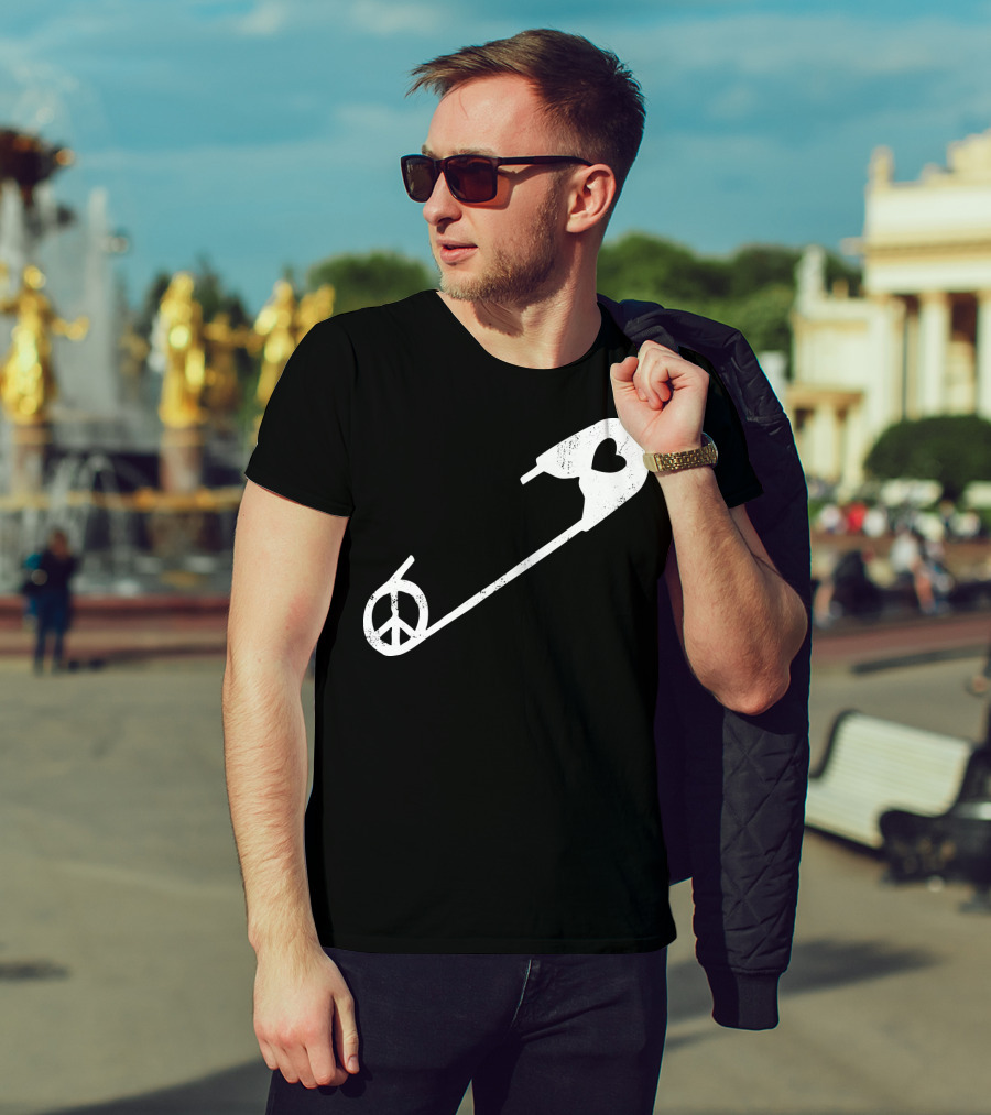 Peace Heart Safety Pin T-Shirt