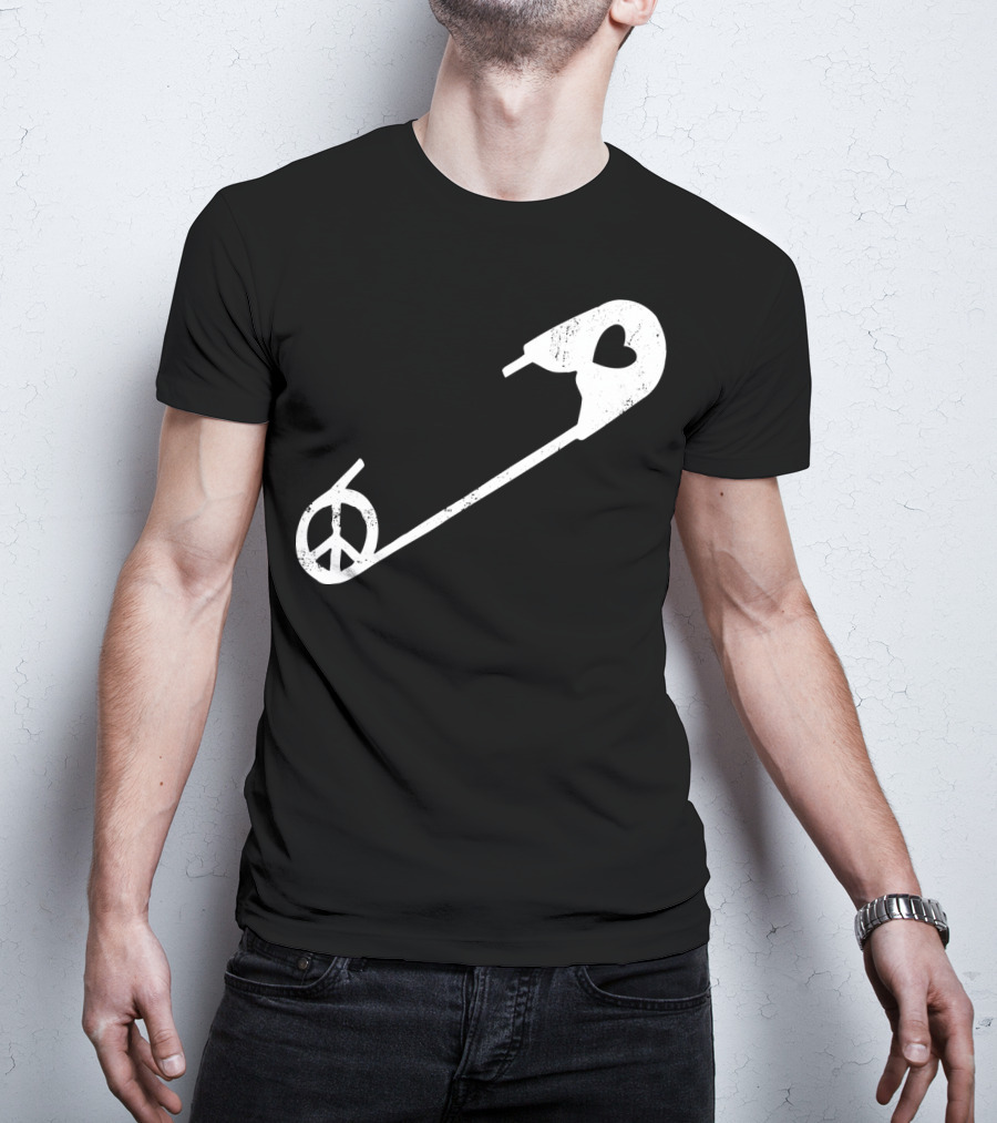 Peace Heart Safety Pin T-Shirt
