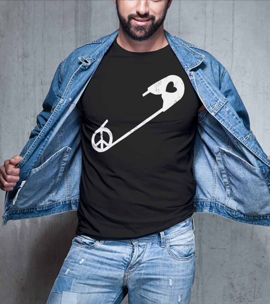 Peace Heart Safety Pin T-Shirt