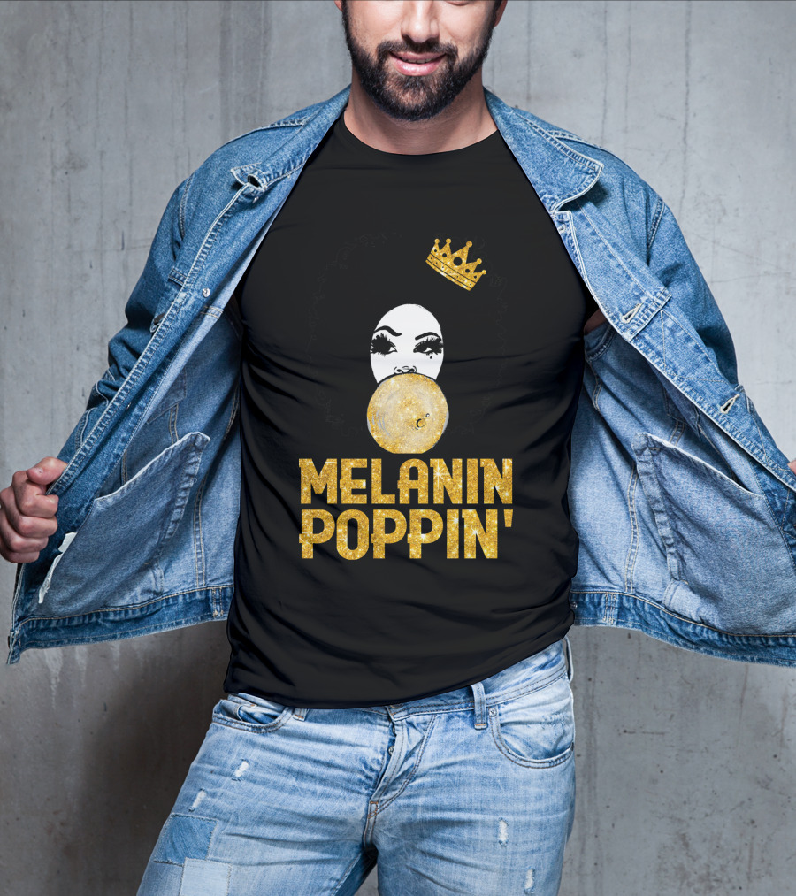 Melanin Poppin' Afro Queen Gold Bubblegum Crown T-Shirt