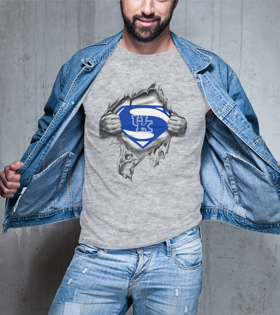 Kentucky UK Superman Logo Torn Steel T-Shirt