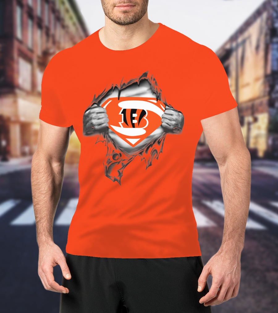 Bengals Superman Emblem Tear T-Shirt