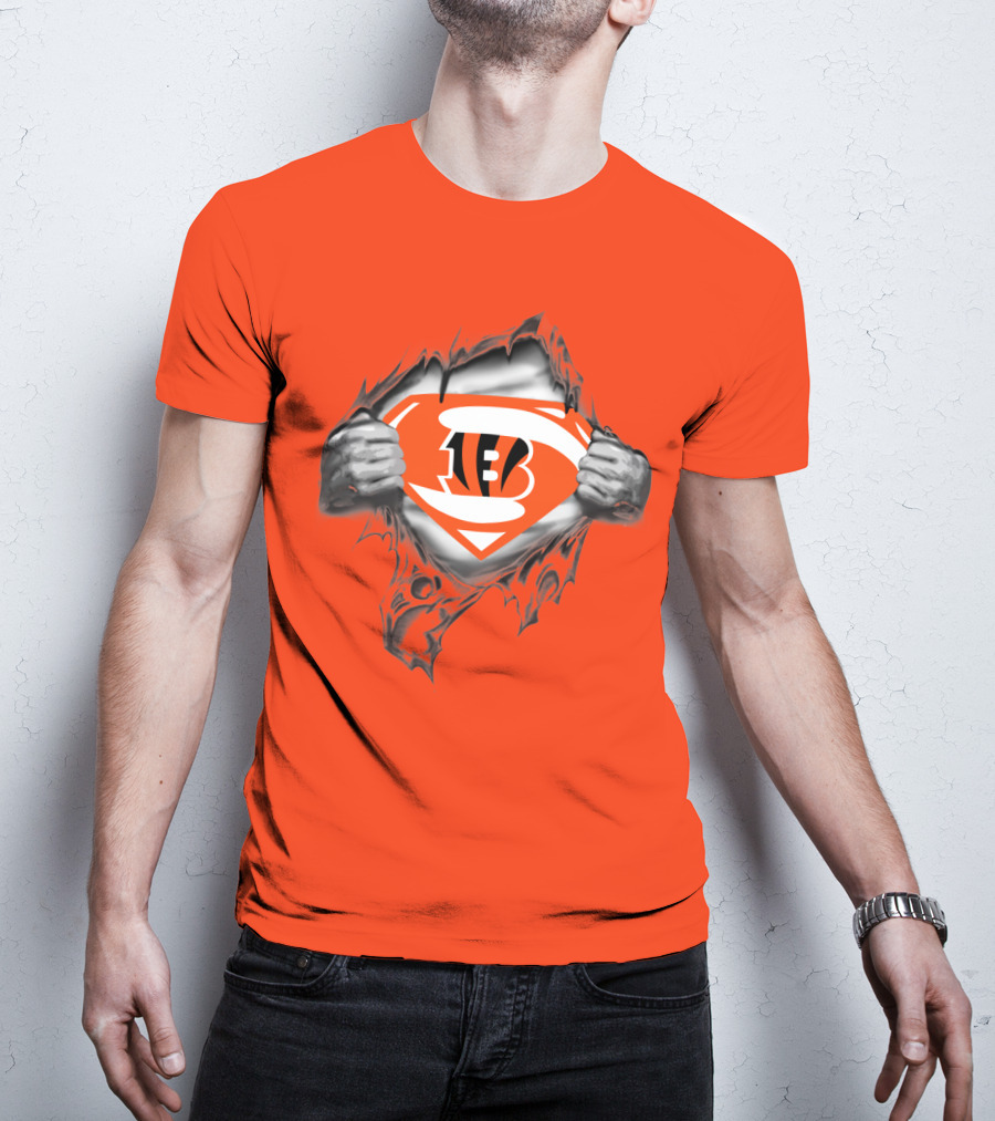 Bengals Superman Emblem Tear T-Shirt