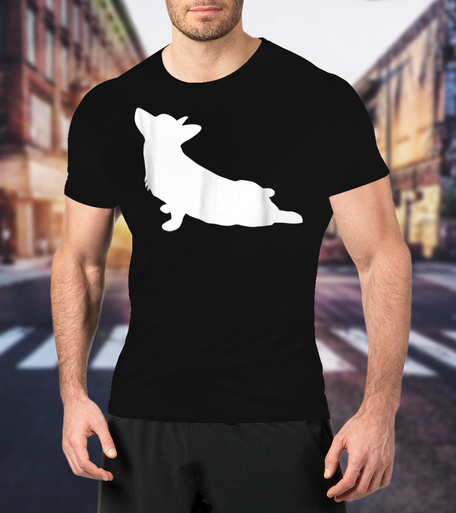 Corgi Yoga Silhouette Stretch Pose T-Shirt