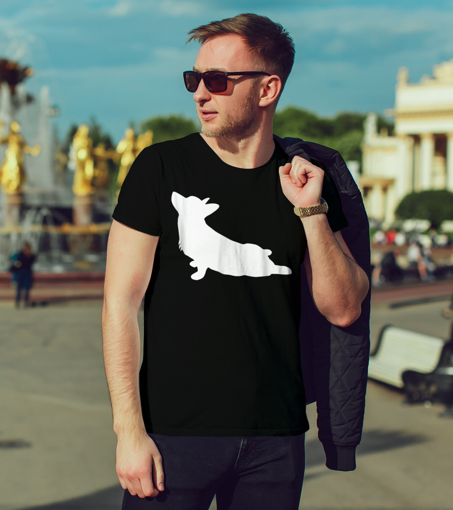 Corgi Yoga Silhouette Stretch Pose T-Shirt