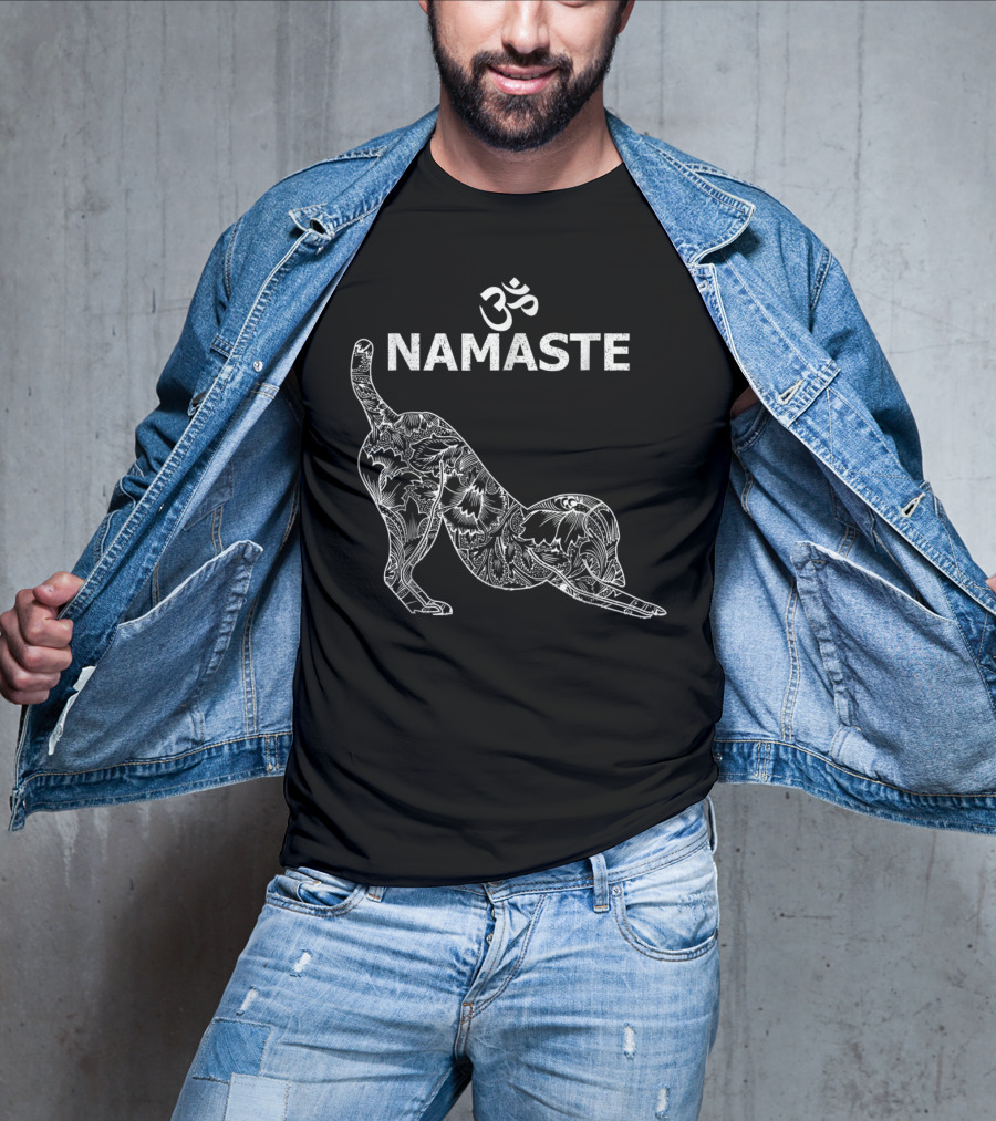 Namaste Om Dog Yoga Funny Namaste Om T-Shirt