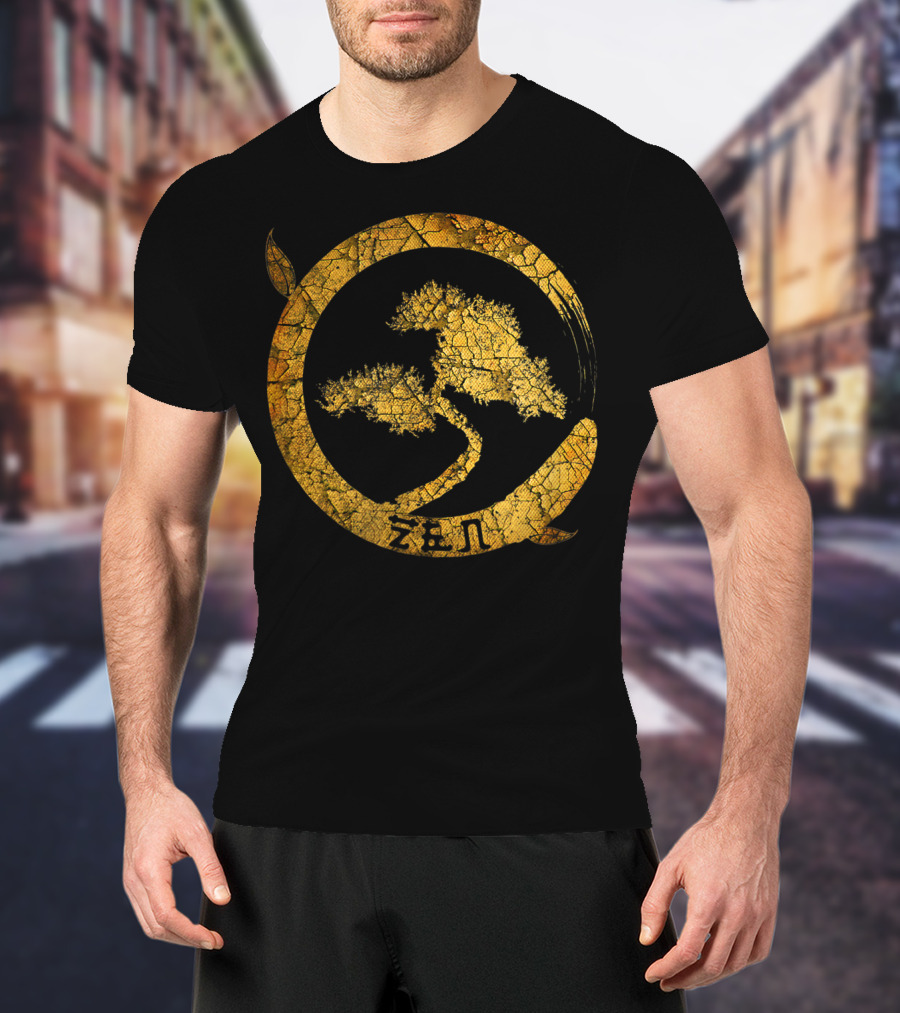 Zen Buddha Bonsai Peaceful Meditation Yoga Circle T-Shirt