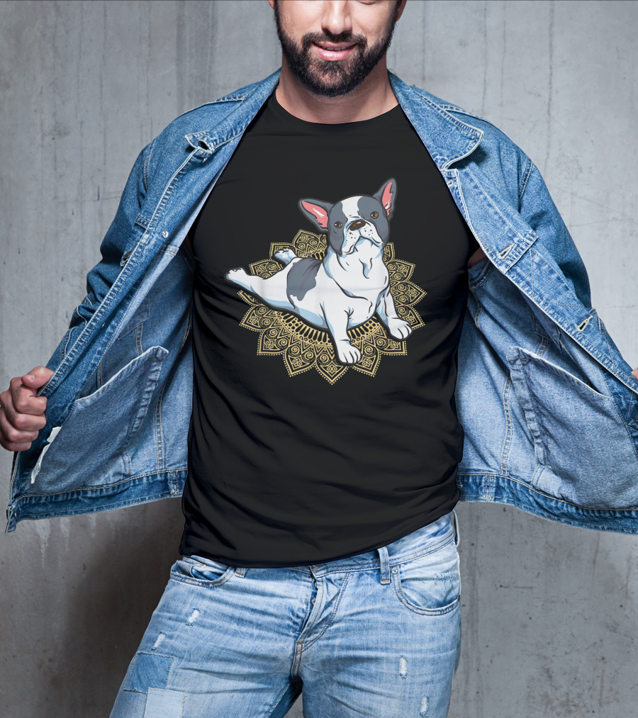 French Bulldog Yoga Frenchie Namaste Spiritual Mandala Pose T-Shirt