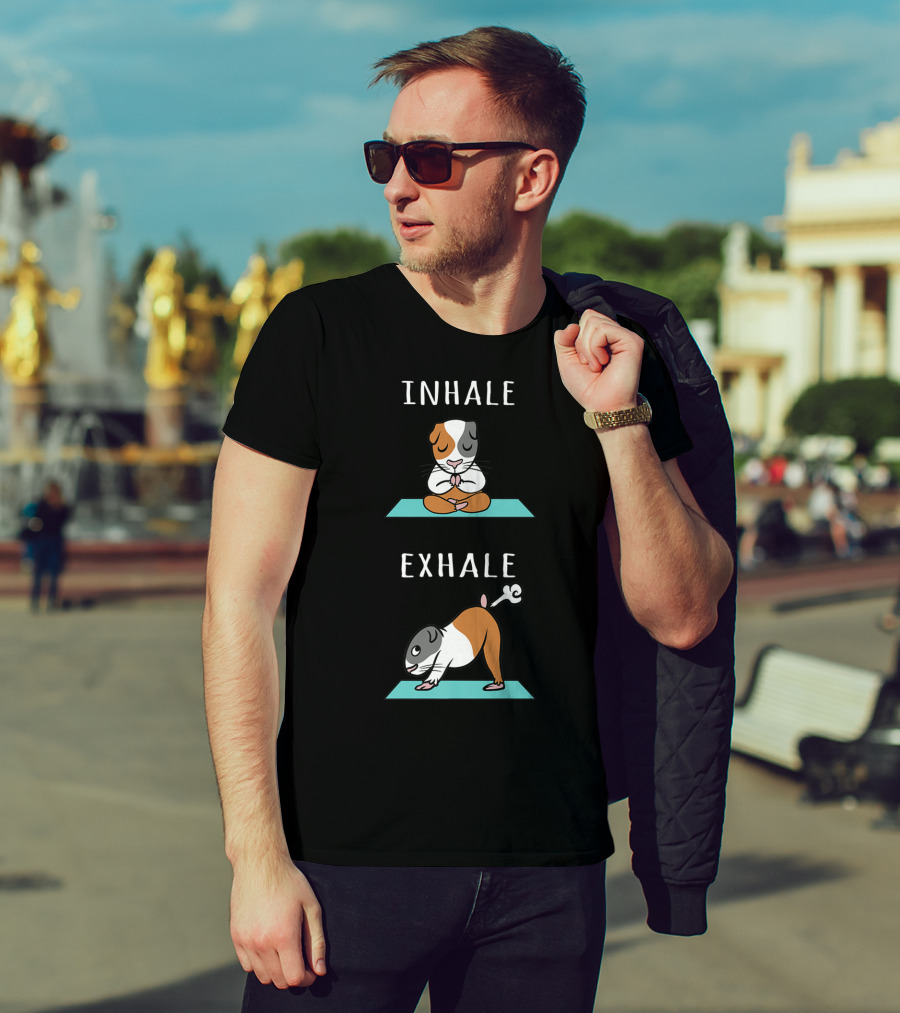 Guinea Pig Yoga Inhale Exhale Funny Pet Meditation T-Shirt