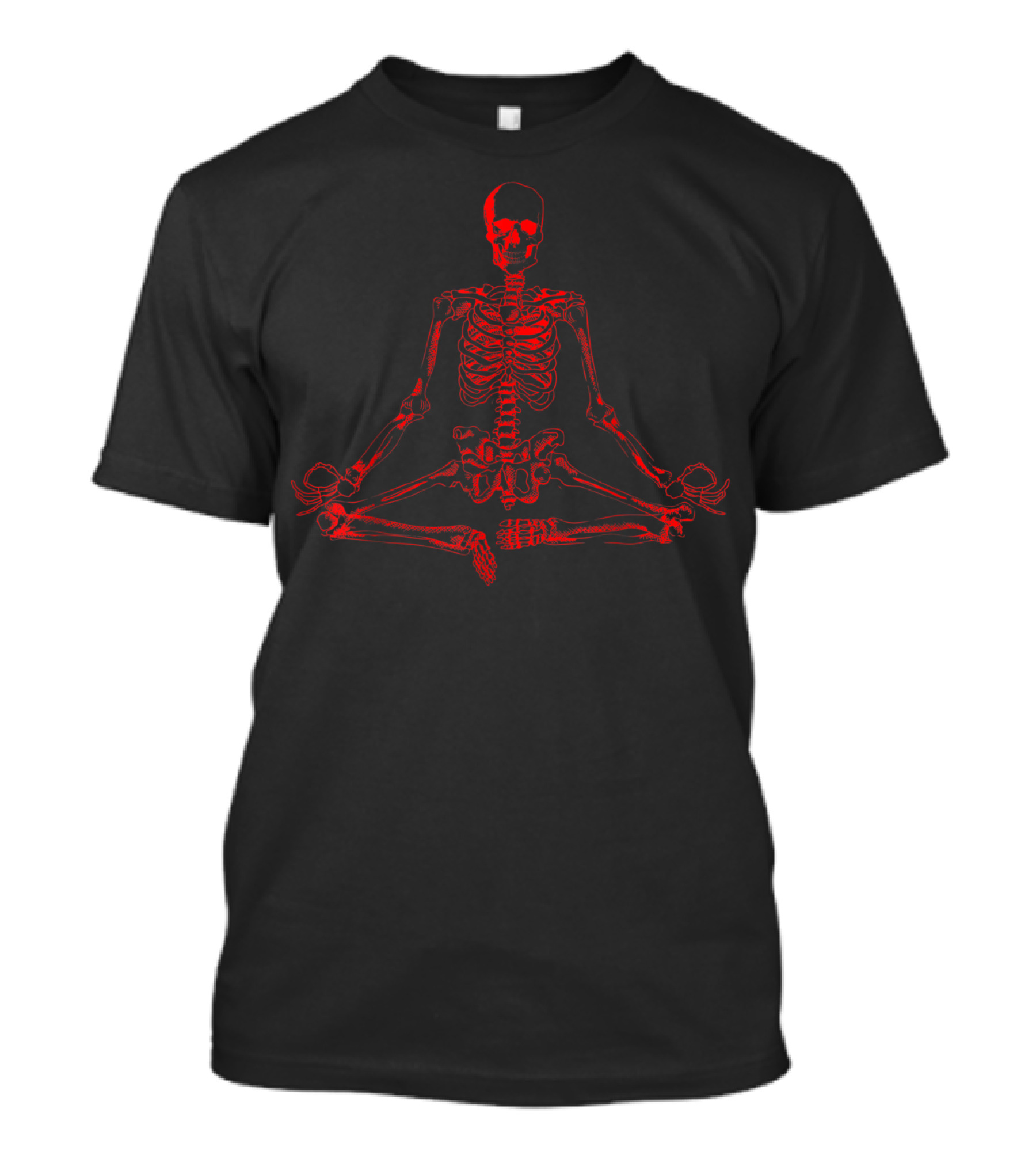 Halloween Meditating Skeleton Red Funny Freaky T-Shirt