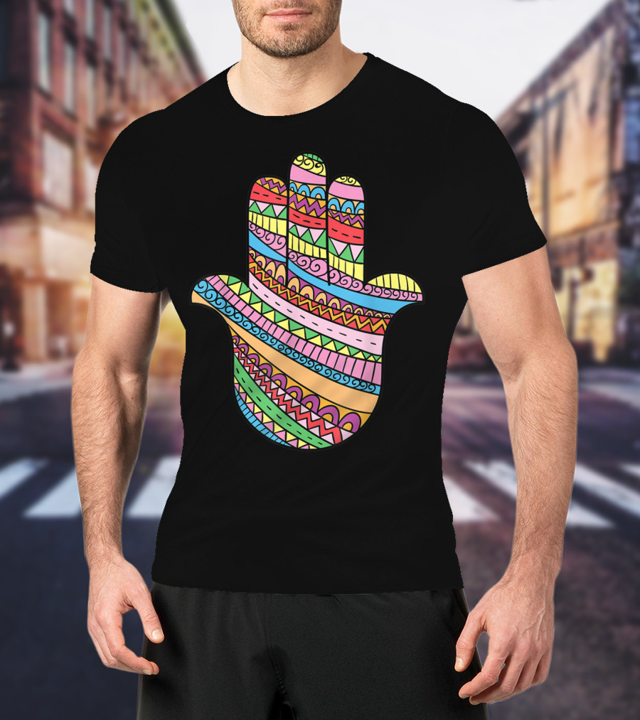Hamsa Hand Buddha Arabic Amulet Meditation Colorful T-Shirt