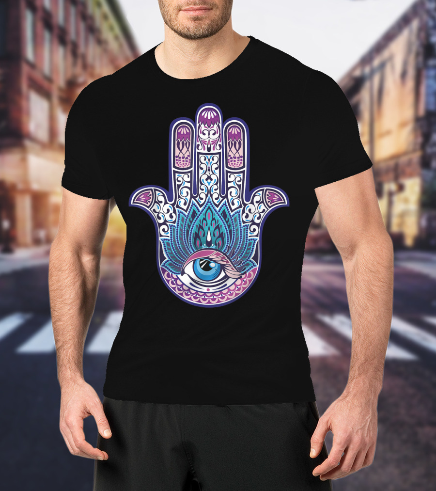 Hamsa Mandala Eye Hand Of Fatima Womens Yoga Iconic T-Shirt