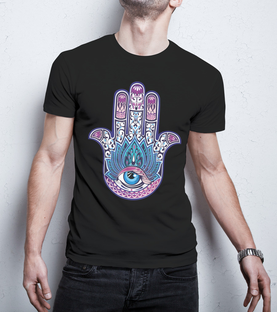 Hamsa Mandala Eye Hand Of Fatima Womens Yoga Iconic T-Shirt