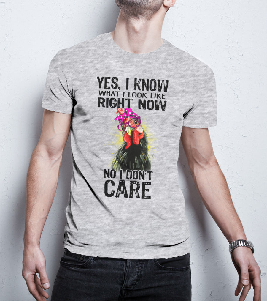 Yes I Know What I Look Like Right Now No I Don't Care Rooster With Bow Glasses T-Shirt