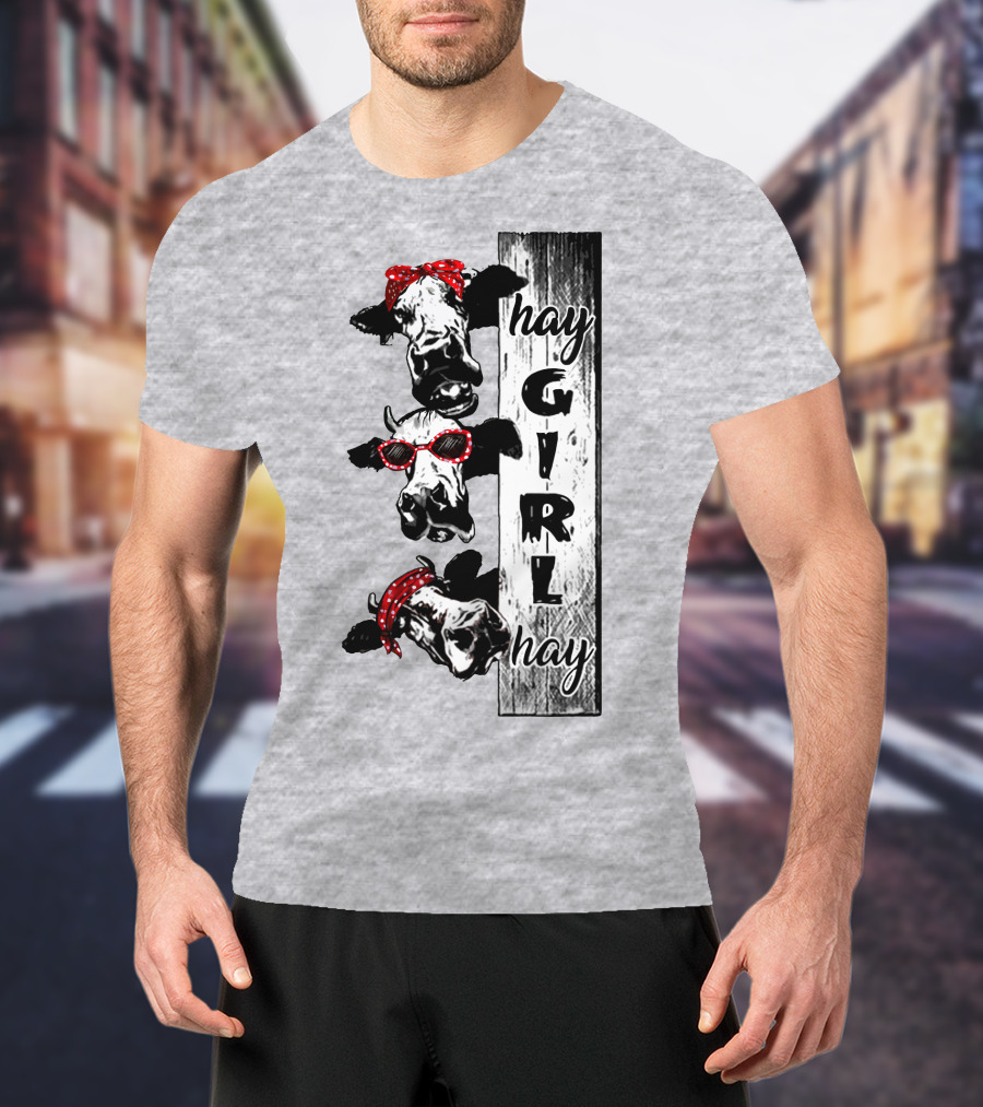 Hay GIRL Hay Cow Trio Red Bandana And Glasses T-Shirt