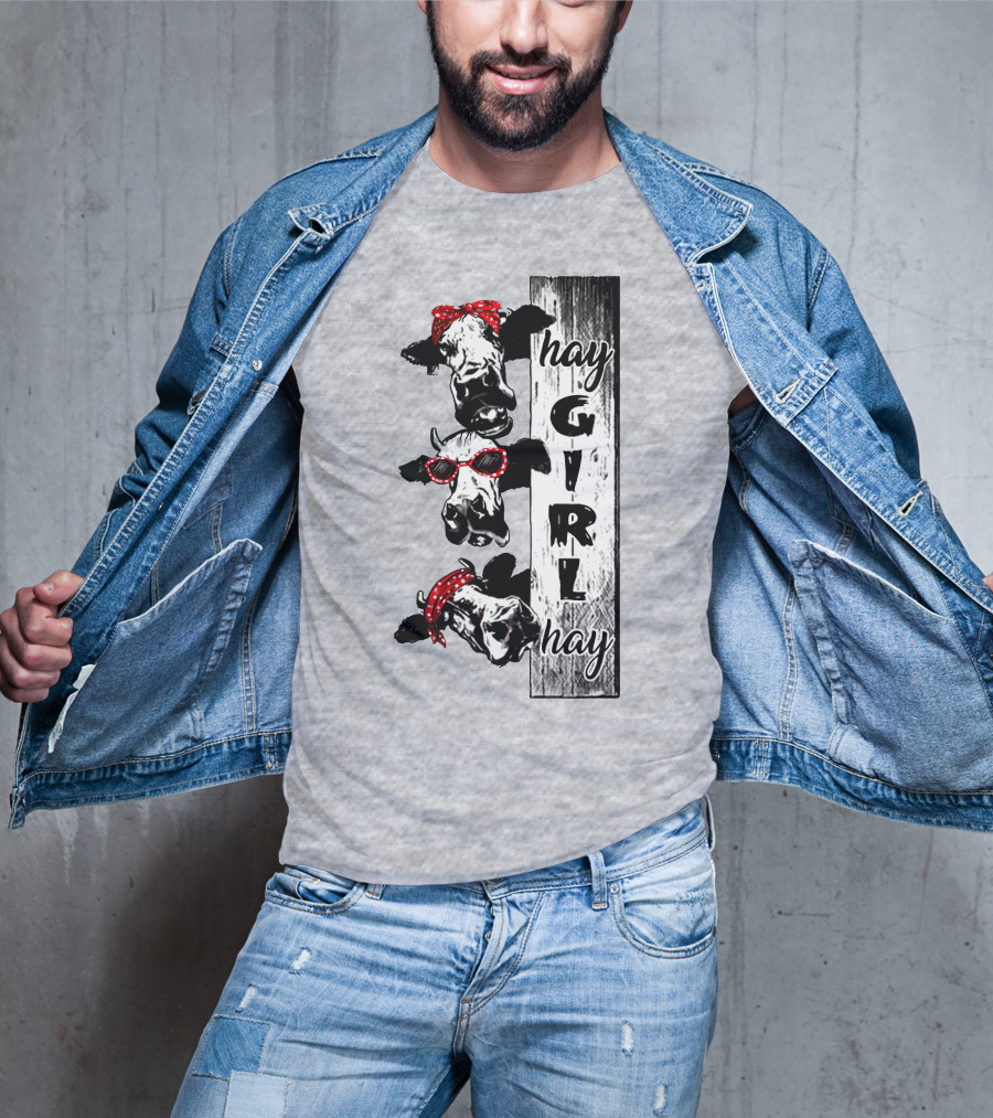 Hay GIRL Hay Cow Trio Red Bandana And Glasses T-Shirt