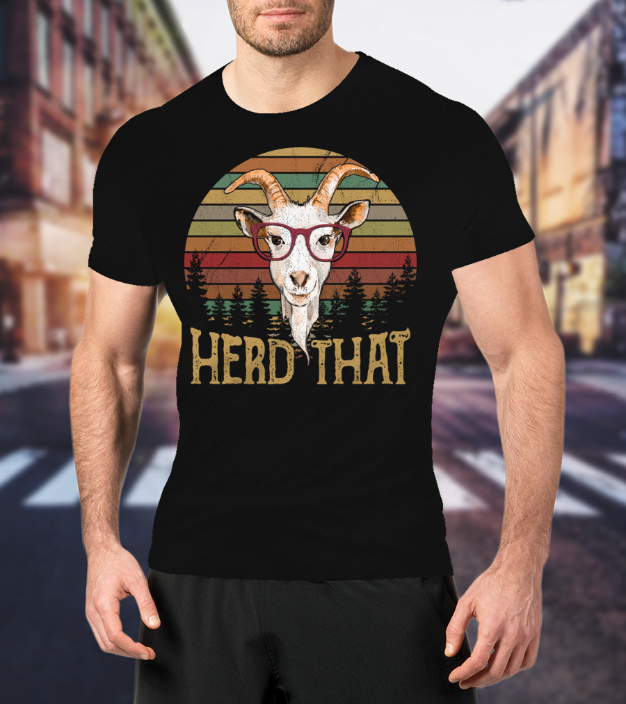 Goat Herd That Retro Style Glasses Forest Silhouette Vintage T-Shirt
