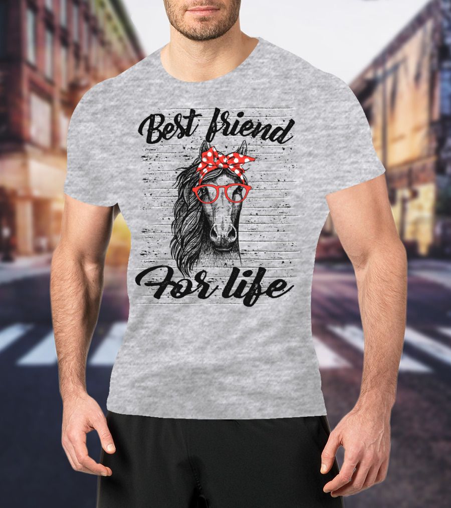 Best Friend For Life Horse With Red Polka Dot Bow And Glasses T-Shirt