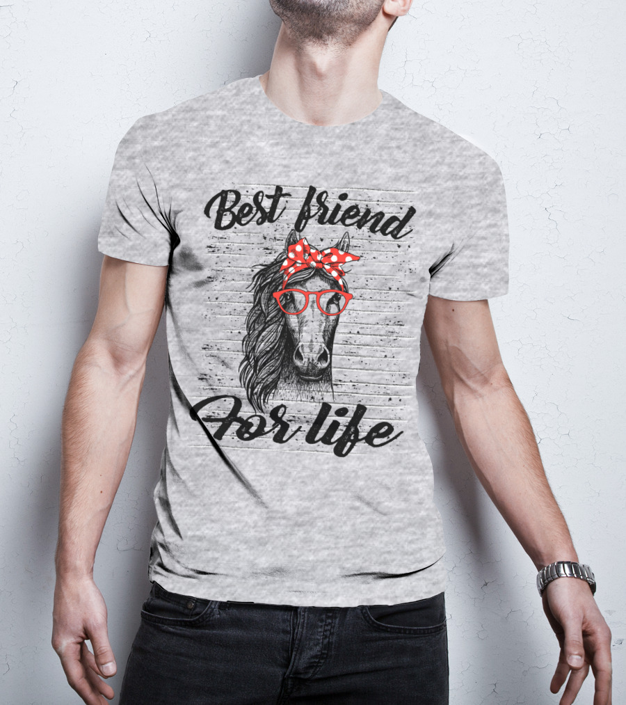 Best Friend For Life Horse With Red Polka Dot Bow And Glasses T-Shirt