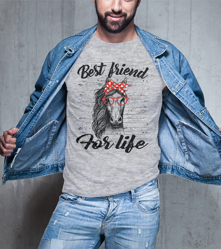 Best Friend For Life Horse With Red Polka Dot Bow And Glasses T-Shirt