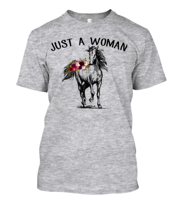 Just A Woman Who Loves Horses With Floral Horse Drawing T-Shirt