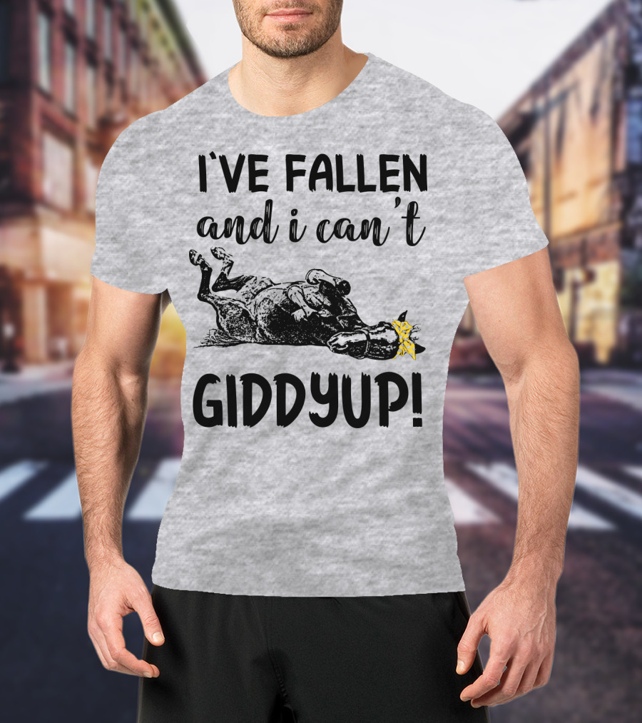 I've Fallen And I Can't Giddyup I've Fallen Cow With Yellow Bow T-Shirt